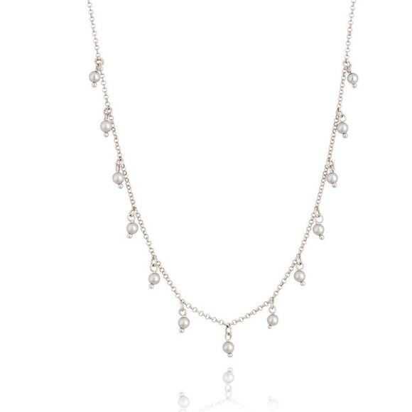 HP 🎅💗💗CHOKER PEARLS SWAROVSKI SILVER + WHITE RHODIUM PLATED - Picture 1 of 7